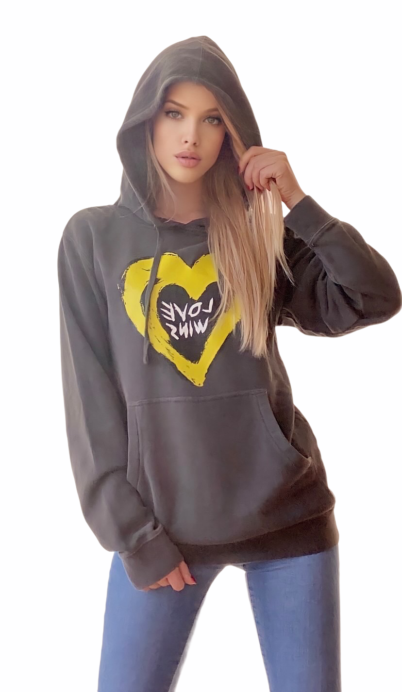 LOVE WINS Unisex Slate Grey Hoodie