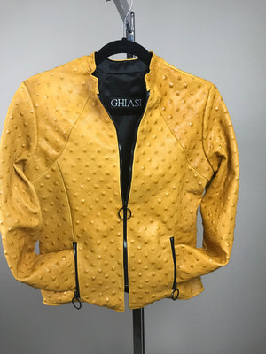 Italian Lambskin Studded Leather Jacket- Butterscotch