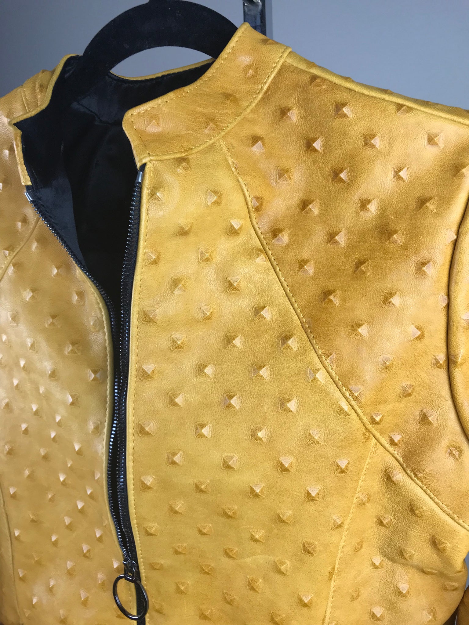 Italian Lambskin Studded Leather Jacket- Butterscotch