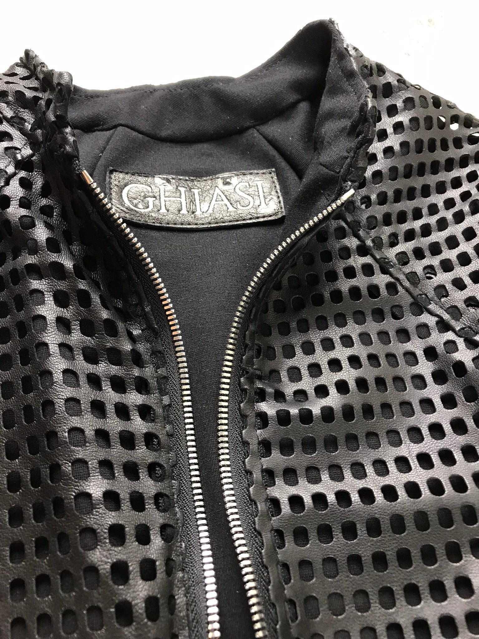 Italian Lambskin Black Laser-Cut Longcoat