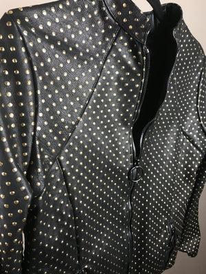 Black and Gold-Dotted Italian Lambskin Jacket