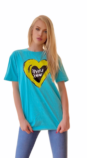 LOVE WINS Unisex Turquoise T-Shirt