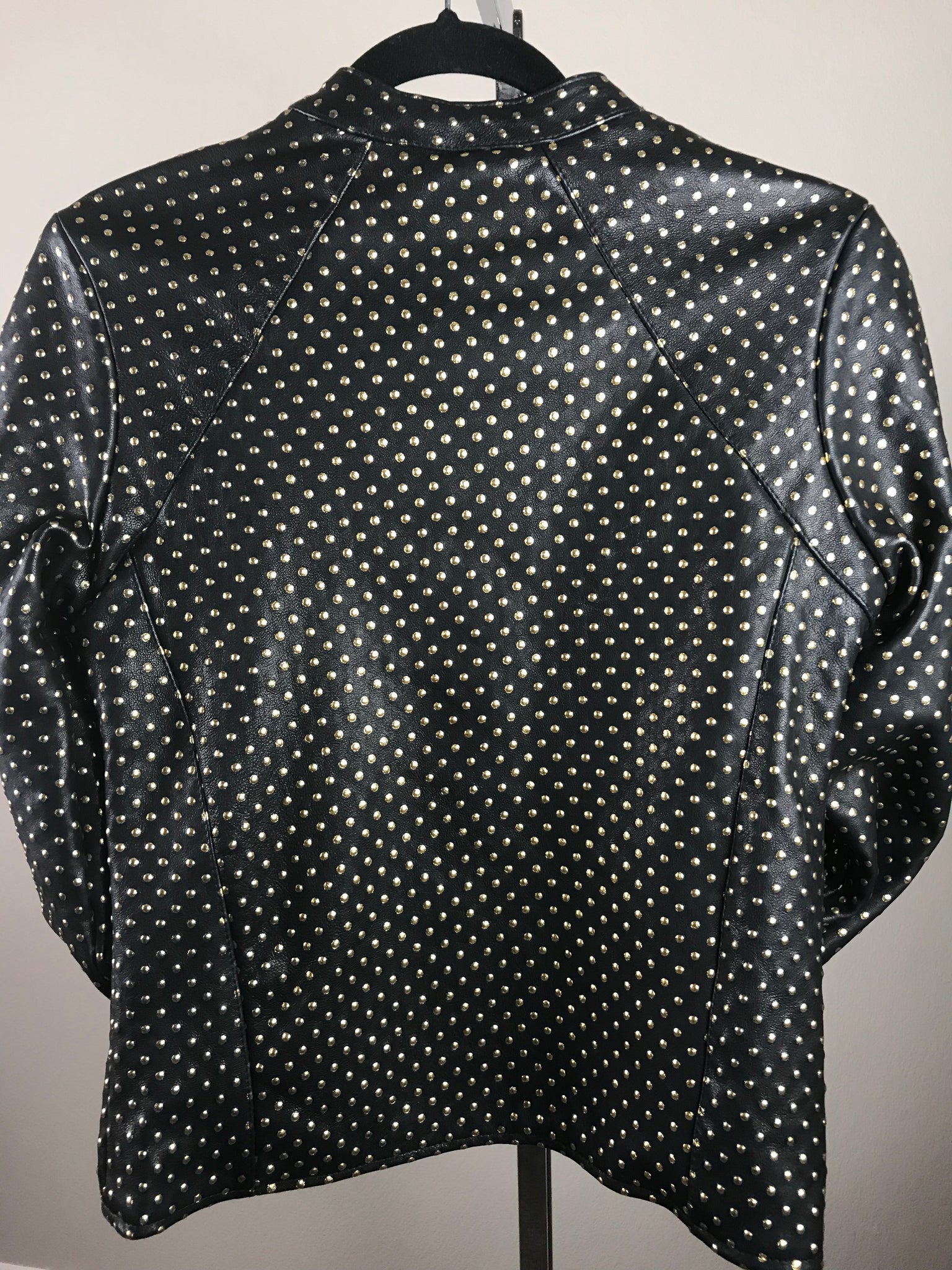 Black and Gold-Dotted Italian Lambskin Jacket