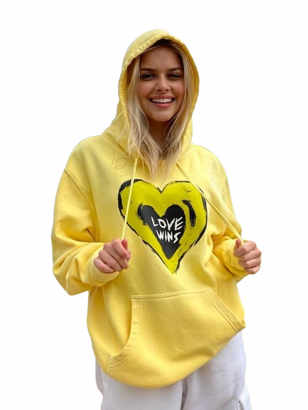 LOVE WINS Unisex Yellow Hoodie