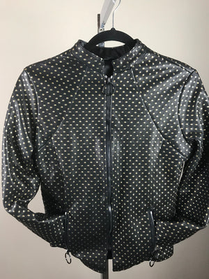 Black and Gold-Dotted Italian Lambskin Jacket