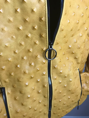 Italian Lambskin Studded Leather Jacket- Butterscotch