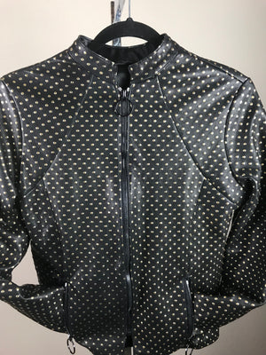 Black and Gold-Dotted Italian Lambskin Jacket