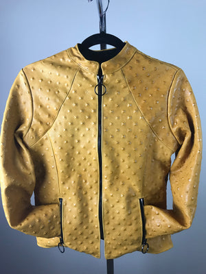 Italian Lambskin Studded Leather Jacket- Butterscotch