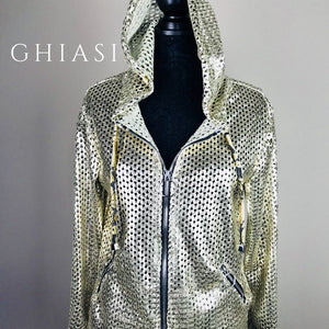 Champagne Gold Laser Cut Italian Lambskin Hoodie