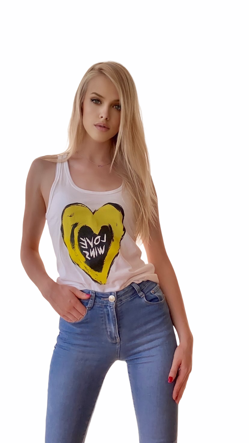 LOVE WINS Womens White Tank Top