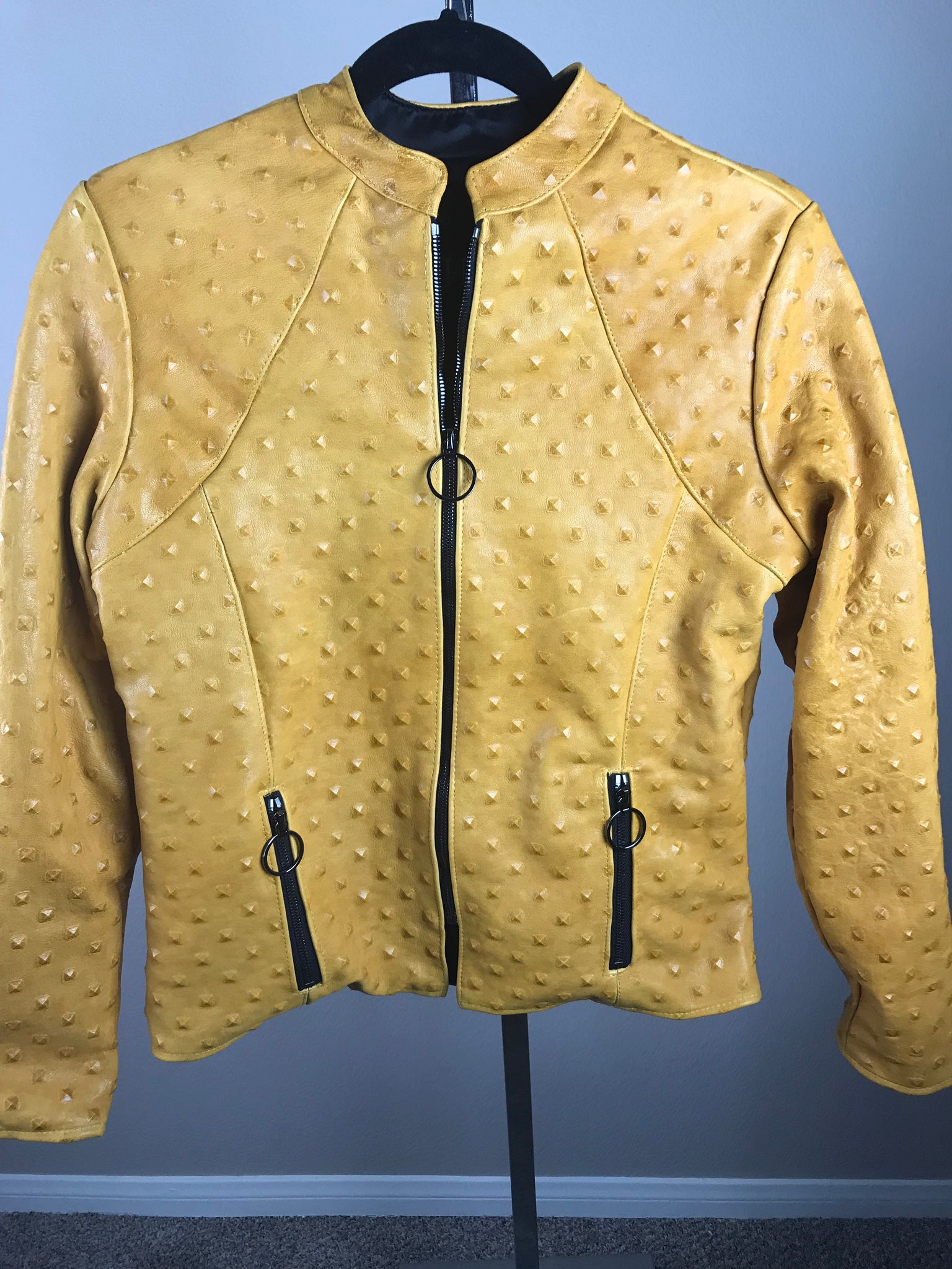 Italian Lambskin Studded Leather Jacket- Butterscotch