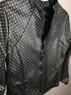 Black and Gold-Dotted Italian Lambskin Jacket